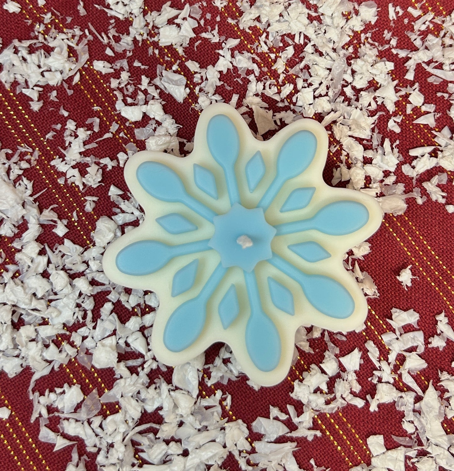 Vela decorativa • Copos de nieve